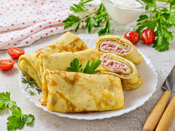 Блинчики с сыром и ветчиной