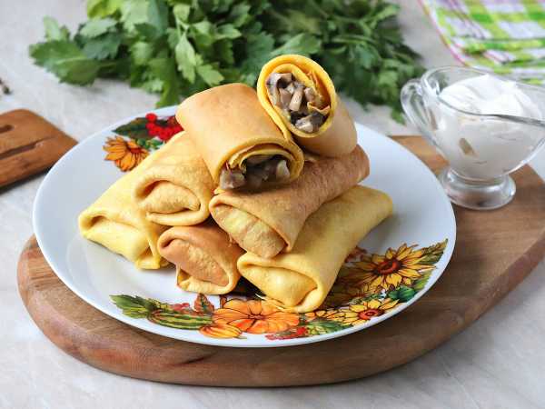 Блинчик с беконом и грибами