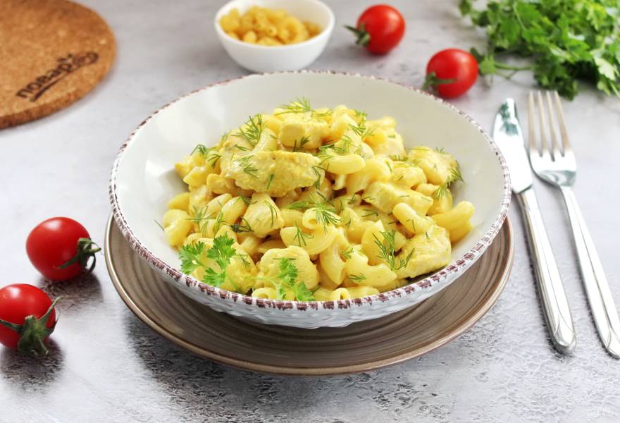 Макароны отварные с карри