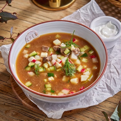 Окрошка мясная на квасе