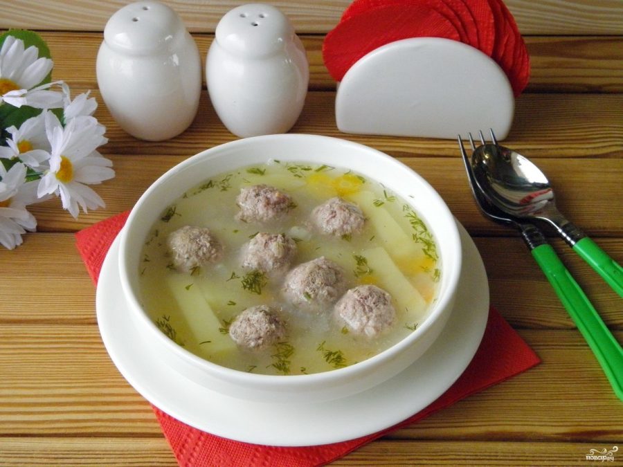 Суп картофельный с мясными фрикадельками
